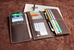 Handmade Leather Mens Wallet Cool Long Leather Wallet Clutch Wristlet Wallet for Men