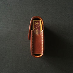 Leather Brown Mens Cigarette Case Cigarette Holder Belt Pouch with Belt Loop for Men - iwalletsmen