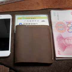 Handmade Leather Mens Cool Slim Leather Wallet Men Small Wallets Bifold for Men
