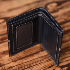 Handmade Leather Mens Cool Slim Leather Wallet Men Small Wallets Bifold for Men - iwalletsmen