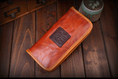 Handmade Leather Mens Clutch Wallet Cool Leather Wallet Long Phone Wallets for Men