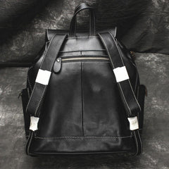 Cool Mens Leather Black Backpack for School Backpack Travel Backpack Hiking Backpack For Men - iwalletsmen