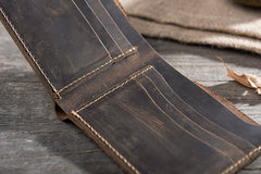 Handmade Leather Mens Cool Slim Leather Wallet Men Small Wallets Bifold for Men