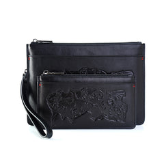 Handmade Leather Mens Urban Cohort Clutch Cool Slim Wallet Zipper Clutch Wristlet Wallet for Men - iwalletsmen