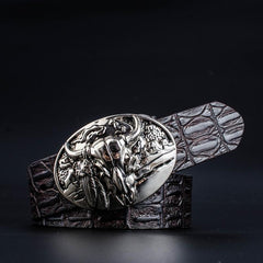 Handmade Genuine Leather Punk Rock Western Country Skull Mens Cool Men Biker Trucker Leather Belt