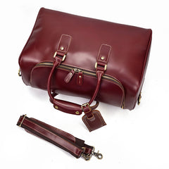 Cool Leather Mens Duffle Bag Travel Bag Weekender Bag Overnight Bag for Men - iwalletsmen