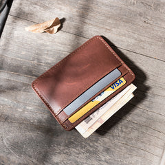 Handmade Leather Mens Cool billfold Wallet Card Holder Small Card Slim Wallets for Men - iwalletsmen