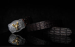 Handmade Genuine Leather Punk Rock Western Country Chinese Floral Deer Mens Cool Men Biker Trucker Leather Belt