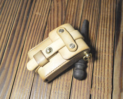 Leather Beige Mens Cigarette Case Cigarette Holder Belt Pouch with Belt Loop for Men - iwalletsmen