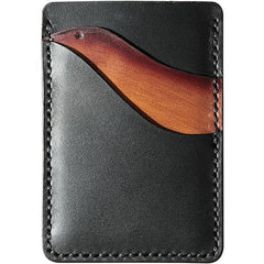 Black Leather Mens Front Pocket Wallet Personalized Slim Card Wallets for Men - iwalletsmen
