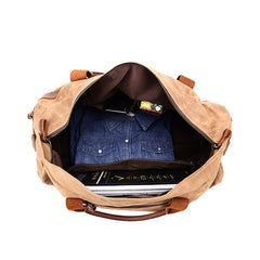 Mens Waxed Canvas Leather Weekender Bag Canvas Large Travel Bag for Men - iwalletsmen