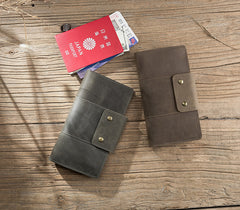 Handmade Leather Mens Travel Wallet Passport Leather Wallet Long Phone Wallets for Men