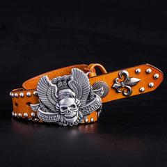 Handmade Genuine Leather Punk Rock Western Country Skull Mens Cool Men Biker Trucker Leather Belt