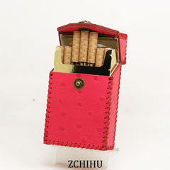 Cool Handmade Leather Womens Pink Cigarette Holder Case for Women - iwalletsmen