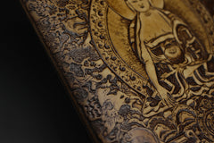 Handmade Leather Tooled Shakya Muni Buddhism Mens Long Wallet Cool Leather Wallet Clutch Wallet for Men