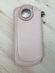 Handmade Mens Leather Biker Wallet Biker Chain Wallets Cool Long Wallet with Chain - iwalletsmen