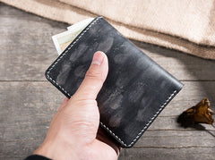 Handmade Leather Mens Cool Slim Leather Wallet Men Small Wallets Bifold for Men