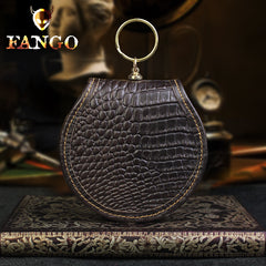 Handmade Leather Floral Round Mens Cool Slim Change Wallet Coin Wallet Pouch for Men