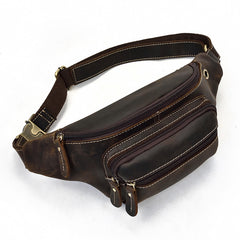 Vintage Leather Fanny Pack Mens Waist Bag Hip Pack Belt Bag for Men - iwalletsmen