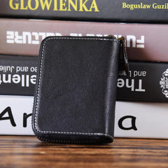 Handmade Mens Cool billfold Leather Wallet Men Small Card Wallets Zipper for Men