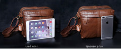 Genuine Leather Mens Cool Messenger Bag Square Bag Chest Bag Bike Bag Cycling Bag for men