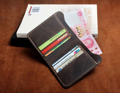 Handmade Leather Mens Cool Slim Leather Wallet Men Small Wallets Bifold for Men