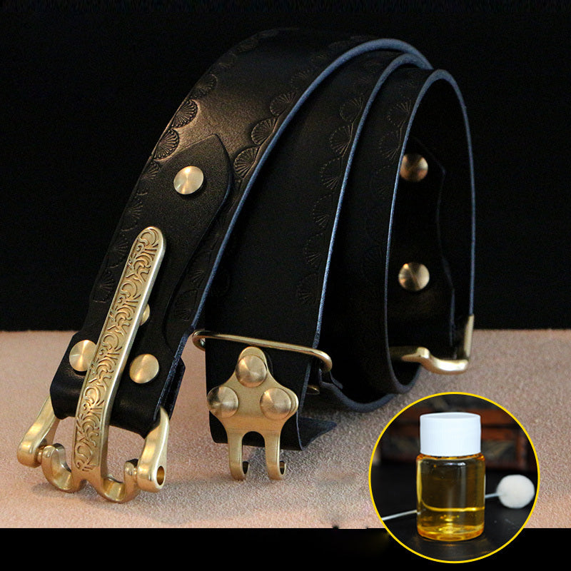 Handmade Genuine Leather Belt Cavalryman Custom Mens Leather Men Biker Belt - iwalletsmen