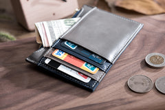 Handmade Leather Mens Cool billfold Wallet Card Holder Small Card Slim Wallets for Men