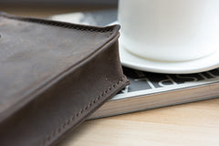 Handmade Leather Mens Clutch Cool Large Wallet Clutch Wristlet Wallet for Men