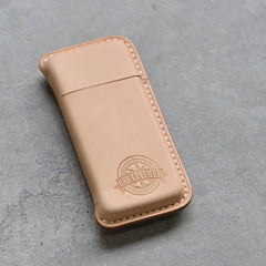 Handmade Beige Leather Womens 10pcs Cigarette Holder Case Cool Custom Cigarette Case for Women - iwalletsmen
