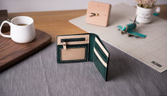 Handmade Leather Mens Cool Slim Leather Wallet Men Small Wallets Bifold for Men Women