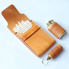 Wooden Beige Leather Womens 20pcs Cigarette Case Custom Cigarette Holder for Women - iwalletsmen