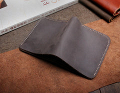 Handmade Leather Mens Cool Slim Leather Wallet Men Small Wallets Bifold for Men