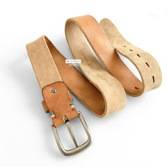 Handmade Genuine Custom Leather Mens Leather Men Beige Belt for Men - iwalletsmen