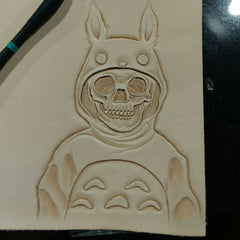 Handmade Leather Skull Totoro Tooled Mens Long Wallet Cool Leather Wallet Clutch Wallet for Men