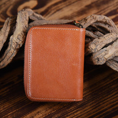 Handmade Mens Cool billfold Leather Wallet Men Small Card Wallets Zipper for Men