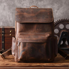 Genuine Leather Mens Cool Backpack Sling Bag Large Travel Bag Hiking Bag for men
