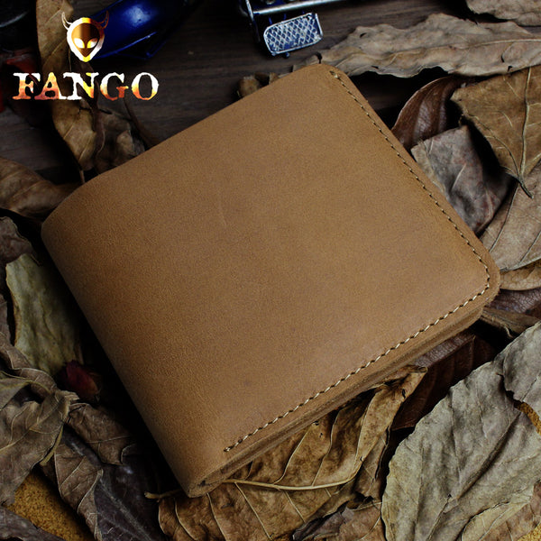 Handmade Leather Mens Cool Slim Leather Wallet Men billfold Wallets Bifold for Men