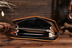 Handmade Leather Mens Clutch Wallet Cool Leather Wallet Long Phone Wallets for Men