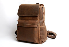 Genuine Leather Mens Cool Backpack Sling Bag Large Black Travel Bag Hiking Bag for men