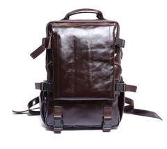Genuine Leather Mens Cool Backpack Sling Bag Large Black Travel Bag Hiking Bag for men