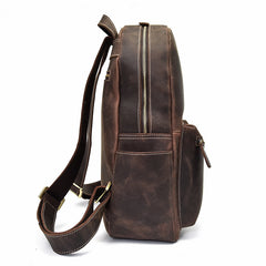 Genuine Leather Mens Cool Backpack Sling Bag Large Black Travel Bag Hiking Bag for men