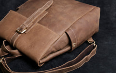 Genuine Leather Mens Cool Backpack Sling Bag Large Black Travel Bag Hiking Bag for men