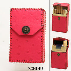 Cool Handmade Leather Womens Pink Cigarette Holder Case for Women - iwalletsmen