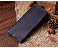 Handmade Leather Mens Clutch Wallet Cool Leather Wallet Long Phone Wallets for Men