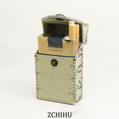 Handmade Cool Lizard Leather Mens Black Cigarette Holder Case Cigarette Holder for Men - iwalletsmen