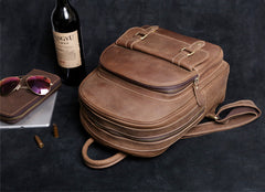 Genuine Leather Mens Cool Backpack Sling Bag Large Black Travel Bag Hiking Bag for men