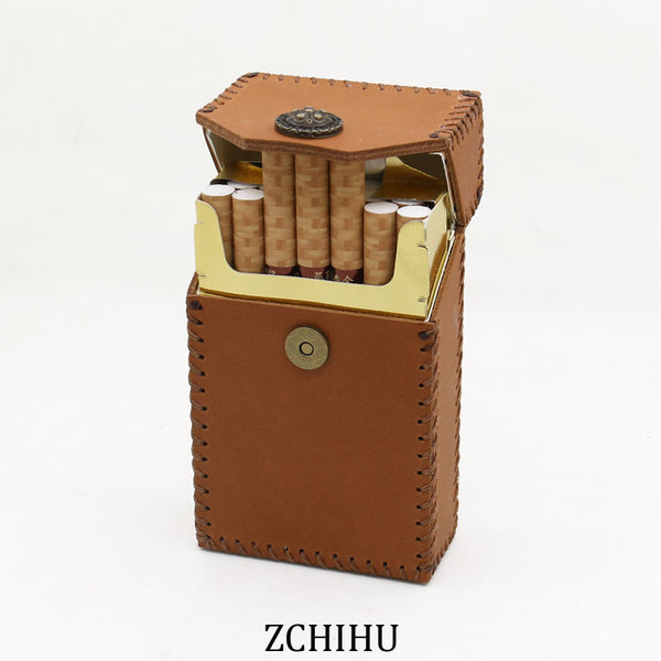 Handmade Leather Cigarette Holder Mens Brown Cool Cigarette Holder Case for Men - iwalletsmen