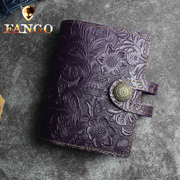 Handmade Leather Floral Mens Cool billfold Wallet Card Holder Small Card Slim Wallets for Men