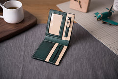 Handmade Leather Mens Cool Slim Leather Wallet Men Small Wallets Bifold for Men Women